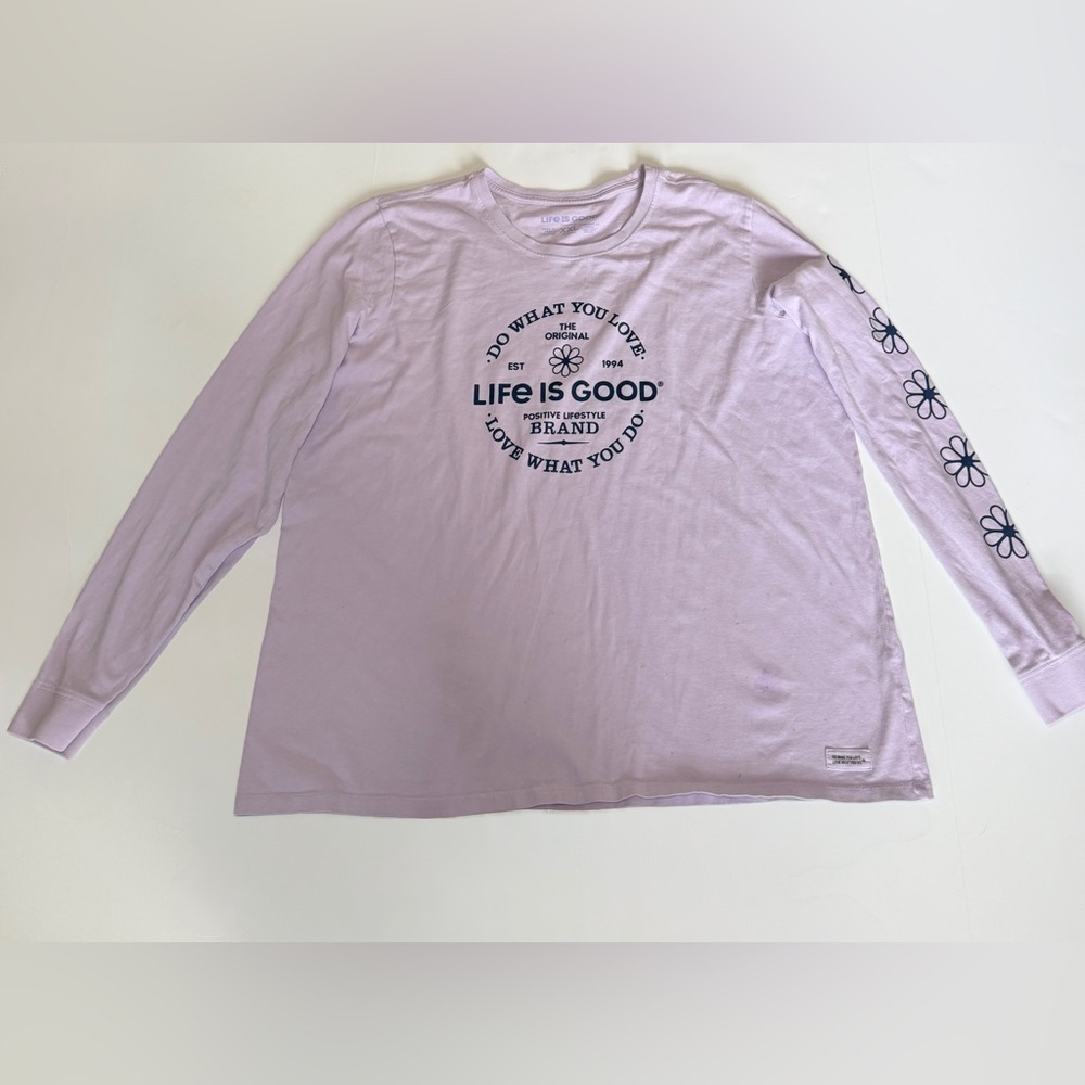 Life is good woman’s XXL long sleeve t shirt  light purple